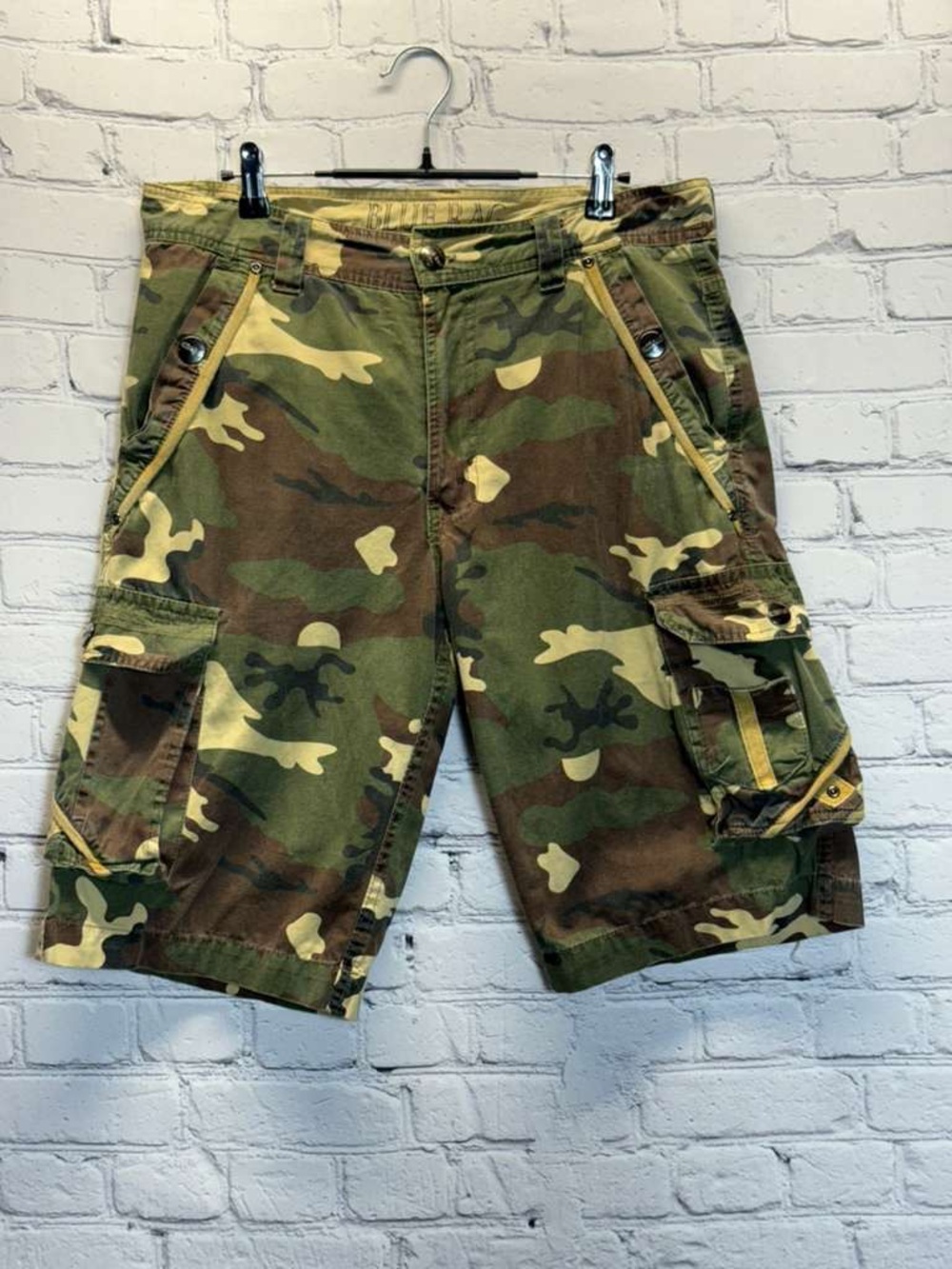 Blue Rag Cargo Shorts Mens 32 Multi Pocket Camouflage Green